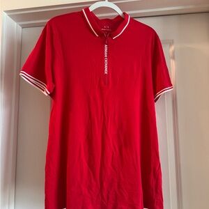 Armani Exchange Red Polo Shirt with Sporty White Trim